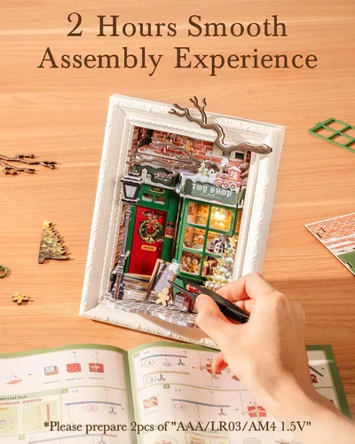 Miniatura 4 de Rolife Kit de casa en miniatura para bricolaje, mini kit de casa de muñecas de madera para adultos para construir, marco de caja de sombra 3D, kit