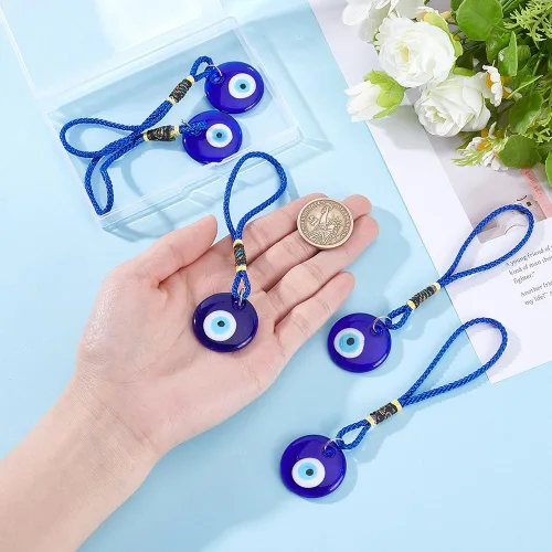 Miniatura 3 de 5 piezas de adorno colgante azul de ojo turco para coche, colgante de cristal colgante de coche de buena suerte, amuleto turco griego, accesorio