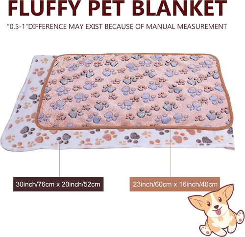 Miniatura 6 de DOOVID Manta para mascotas, suave y esponjosa de forro polar para mascotas, manta de franela para perros y gatos, manta para mascotas con estampado