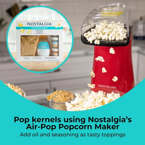 Miniatura 4 de Kit de máquina de palomitas Nostalgia Theater – 1 lb. de granos y 12.5 oz. de aceite con sabor a mantequilla – Tres sabores de sal sazonadora de 3