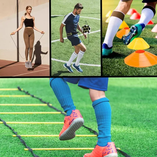 Miniatura 5 de Conos de escalera de fútbol de agilidad de 20 pies para equipo de entrenamiento como regalos para niños Amarillo