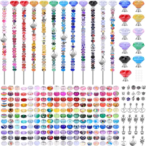 Miniatura 15 de Kit de 158 piezas de varitas de hadas de bricolaje para jardín, múltiples esquemas de color con cuentas europeas, cristales y puntas de diamante
