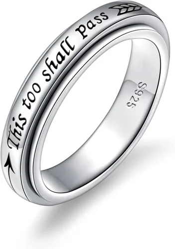 Anillo giratorio de plata de ley 925 para hombres y mujeres, anillos para aliviar la ansiedad y el estrés y TDAH, anillos para autismo con mensaje