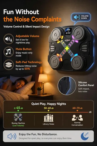 Miniatura 5 de Music Boxing Machine for Kids-Interactive Wall Mounted Punching Target with Sound & Lights,Smart Boxing Trainer Machine Fitness Game Gymnastics