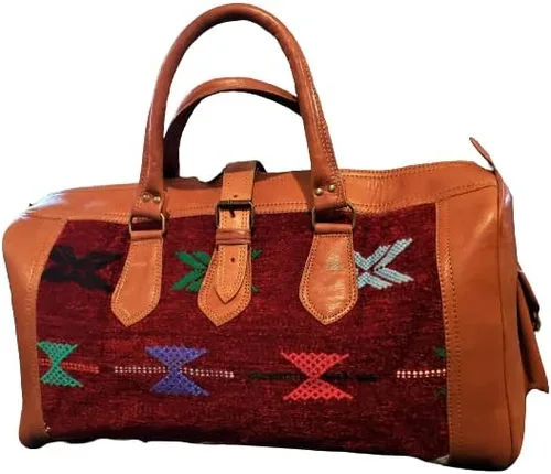 Miniatura 2 de Bolsa de viaje Kilim y piel roja