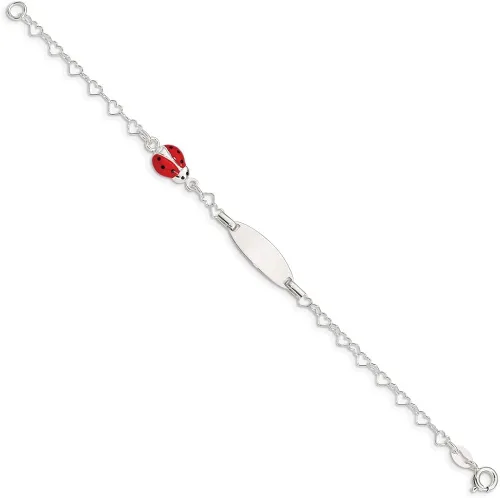 Miniatura 2 de Pulsera de plata de ley 925 con esmalte para señora Bug bebé grabable identificación etiqueta de 60in