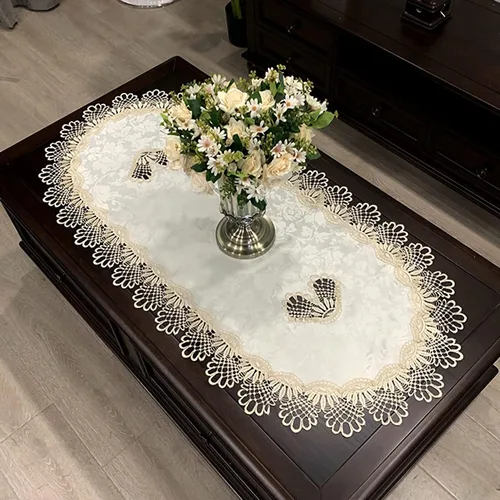 Miniatura 8 de Mantel de café para sala de estar, mantel de encaje bordado para sala de estar, mantel de encaje para el hogar, comedor, mesa de café, decoración