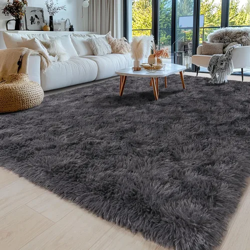Miniatura 85 de Alfombras de área de 8x10 para sala de estar, alfombra shaggy grande ultra suave y esponjosa para dormitorio, alfombras de felpa mullida Blanco crema