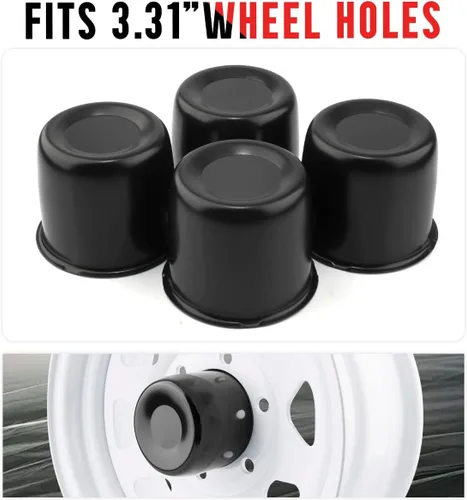 Miniatura 5 de RTrhinoTuning 4 piezas 3.31" 84mm tapas centrales a presión para rueda de camión y remolque, 3.31" de buje, 3.03" de alto, tapas centrales
