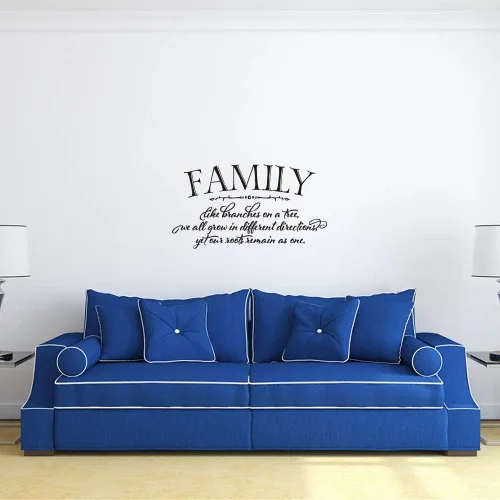 Miniatura 3 de Family Like Branches on a Tree We All Grow in Different Directions But Our Roots Remain as one – Calcomanías de pared de vinilo negro puro, citas