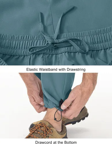 Miniatura 6 de Rdruko Pantalones de senderismo para hombre, ligeros, impermeables, de secado rápido, elásticos, con 5 bolsillos, cintura elástica