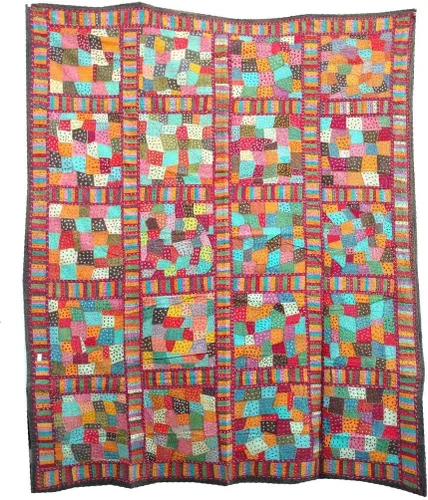 Miniatura 5 de Rastogi Handicrafts India étnica hecha a mano con apliques Jogi Work de algodón doble tamaño Queen Multicolor funda de sábana (multicolor, 20 cajas)