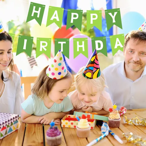 Miniatura 3 de Pancarta Negra de Feliz Cumpleaños Letrero Banderín Guirnalda de Feliz Cumpleaños para Niños Niña Mujer Cumpleaños Decoraciones de Fiesta de Té
