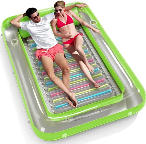 Miniatura 13 de Jasonwell Flotador de piscina inflable 4 en 1 para bronceado - Flotador de balsa para tomar el sol, juguetes, colchoneta para cama de bronceado Base