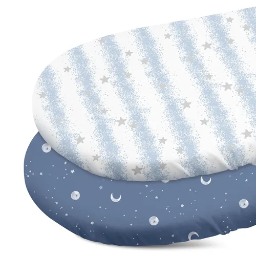 Miniatura 15 de Gllquen Baby Juego de Sábanas para Moisés de 2 Piezas, Sábana Ajustable para Moisés Transpirable Acogedora Ajuste Universal para Colchón Estándar