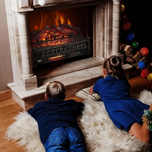 Miniatura 7 de TURBRO Eternal Flame - Calentador eléctrico de cuarzo infrarrojo WiFi de 26 pulgadas con sonido crujiente, troncos de madera de limón realistas