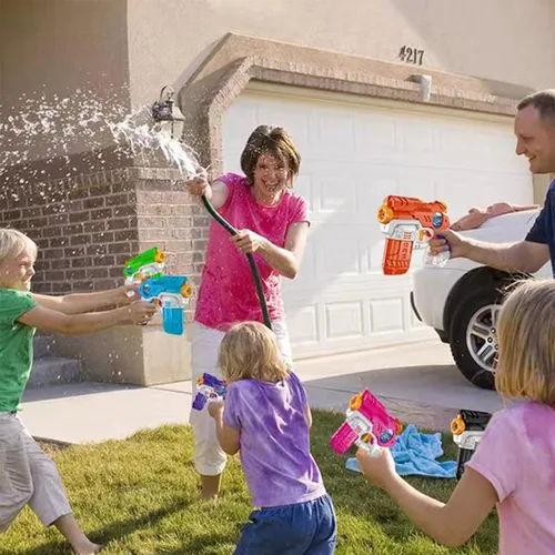 Miniatura 7 de Pistolas de agua para niños, paquete de 6 pistolas de chorro de agua de 220 CC de capacidad de 15 a 20 pies, pistola de agua para niños y niñas