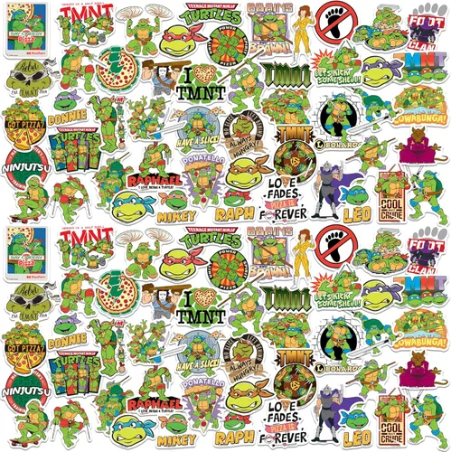 TMNT Teenage Mutant Ninja Turtles - Paquete variado de 100 calcomanías de vinilo grandes de lujo, para laptop, botella de agua, álbumes de recortes,
