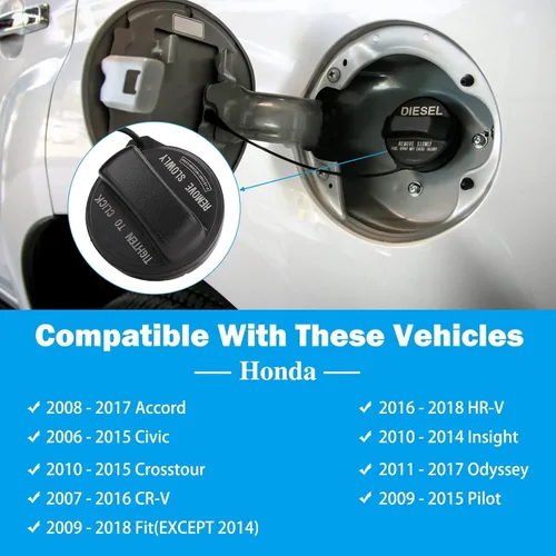 Miniatura 7 de Tapa de repuesto de gasolina, tapa de combustible para Honda Accord Civic CR-V Fit HR-V Insight Odyssey Pilot Crosstour 2006-2020, tapa del tanque
