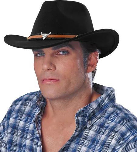 Miniatura 2 de DOCILA Sombrero de vaquero occidental unisex de fieltro de piel sintética, sombreros de vaquera americanos, sombrero de Rodeo de ala ancha