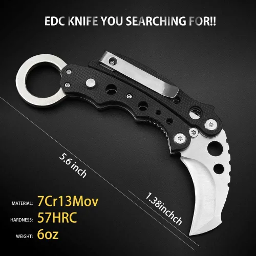 Miniatura 5 de Cuchillo de bolsillo NedFoss, cuchillo plegable EDC con clip, mango G10, bloqueo de botón, cuchillos compactos y geniales para el uso diario