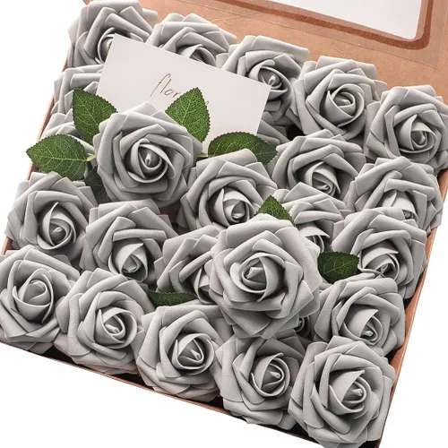 Miniatura 54 de Floroom Flores artificiales de espuma, aspecto real, con tallos, para manualidades, ramos de boda, centros de mesa, despedida de soltera, fiesta, 25