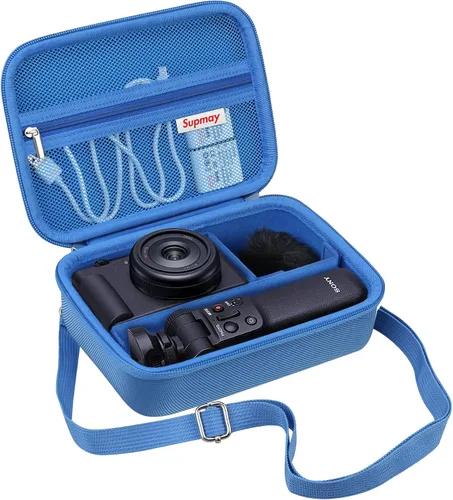 Miniatura 12 de Funda rígida de viaje para cámara digital Sony ZV-1F / ZV-1 / ZV-1 II, funda protectora para kit de accesorios Vlogger, trípode y micrófono