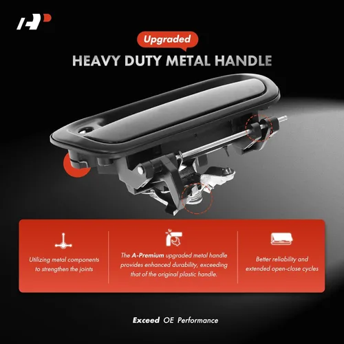Miniatura 3 de A-Premium Manija de metal mejorada para puerta trasera con cerradura compatible con Toyota Tundra 2000-2006, negro imprimado, repuesto #