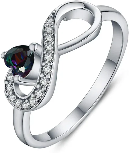 Miniatura 65 de Anillo Jo Wisdomo de compromiso. de plata esterlina, con corazón e infinito, anillo de amistad, para ella