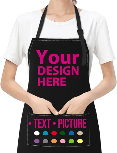 Personalized Custom Apron For Women Men Kitchen Cooking Aprons Customized with Pockets Name Text Logo Picture Estilo 3