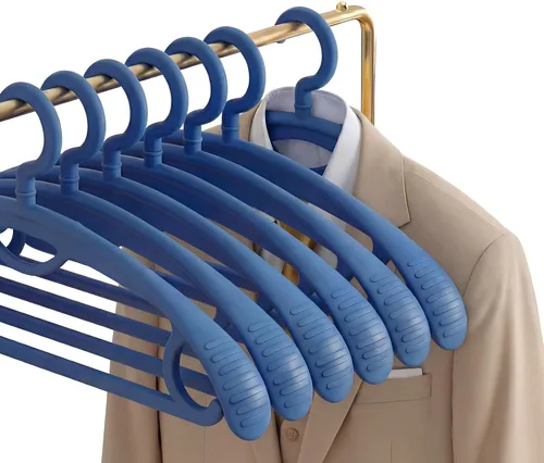 Percha de ropa de plástico, extra gruesa de plástico con hombro ancho para adultos, rotación de 360 grados, antideslizante, percha estándar para