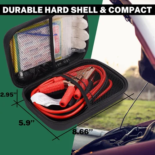 Miniatura 3 de Kit de emergencia para automóvil con cables de arranque de batería, accesorios de automóvil para hombres o mujeres, kit de emergencia para Negro