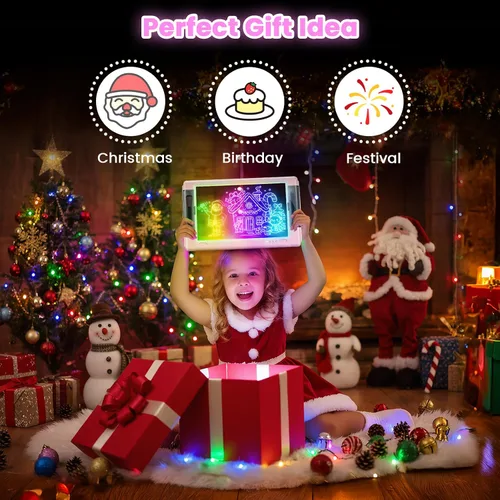 Miniatura 5 de Tablero de dibujo LED recargable, 15 pulgadas, 9 modos de luz de color, almohadilla de escritura con luz de neón para niños, juguete de regalo
