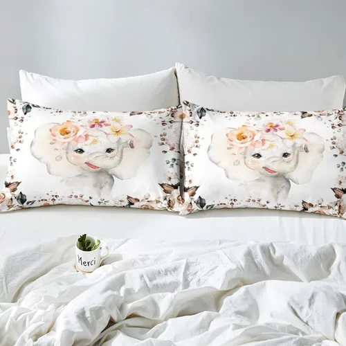 Miniatura 6 de Erosebridal Lindo juego de edredón con diseño de gatos, ropa de cama con temática de animales, edredón y juegos de ropa de cama de flores coloridas