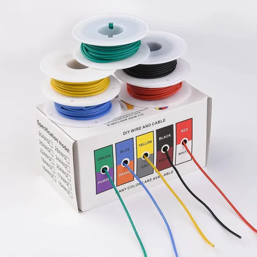 Miniatura 5 de Cable eléctrico de 20AWG, cables de silicona flexibles, cable trenzado de cobre estañado calibre 20, diámetro exterior: 1,8 mm, 5 colores, 19,6