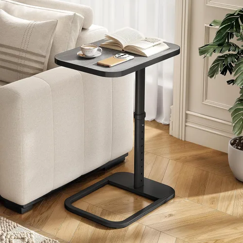 Miniatura 13 de Kitstorack Mesa de bandeja de TV mejorada con bloqueo de panel, altura ajustable y diseño abatible de 90°, mesa lateral auxiliar para brazo de sofá