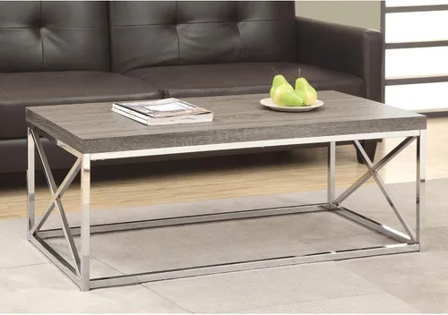 Miniatura 2 de Mesa de centro, metal cromado, Madera, Gris topo oscuro