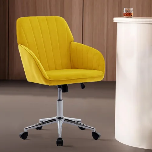 Miniatura 13 de Silla de escritorio de terciopelo para oficina en casa, moderna silla ajustable para computadora, silla giratoria, bonitas sillas de tocador