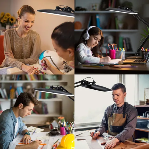 Miniatura 8 de Lámpara de escritorio LED de 20 pulgadas con abrazadera, luz de uñas ajustable CCT de 24 W regulable para escritorio, 120 LED de brazo giratorio