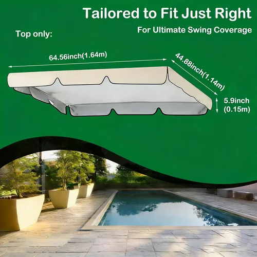 Miniatura 3 de Cubierta de repuesto para toldo de columpio de patio, resistente al agua, protección UV, 2 plazas, para porche, jardín, cubierta superior de Beige