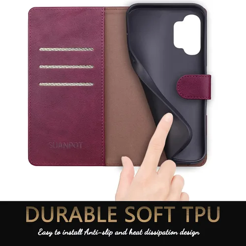 Miniatura 5 de SUANPOT Funda de piel tipo cartera para Samsung Galaxy A32 5G con bloqueo RFID, soporte para tarjetas de crédito, funda de teléfono con tapa tipo