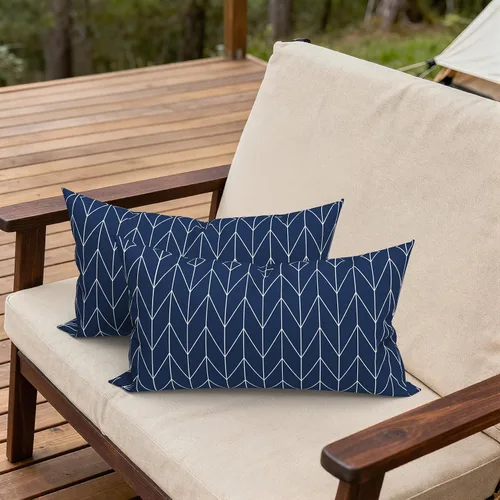 Miniatura 447 de Juego de 2 almohadas para exteriores de 16 x 16 pulgadas, repelentes al agua con interiores, para muebles de patio, hogar, jardín, geometría bohemia