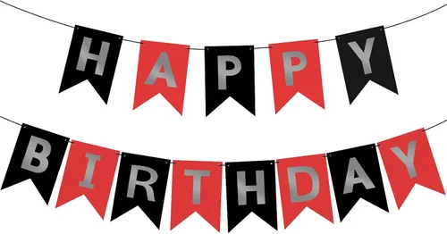 Miniatura 20 de Pancarta Negra de Feliz Cumpleaños Letrero Banderín Guirnalda de Feliz Cumpleaños para Niños Niña Mujer Cumpleaños Decoraciones de Fiesta de Té