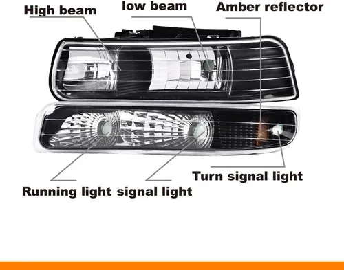 Miniatura 4 de G-PLUS Conjunto de faros, compatible con Chevy Silverado 1999 2000 2001 2002/Se ajusta a Suburban Tahoe 2000-2006 Faros delanteros de parachoques