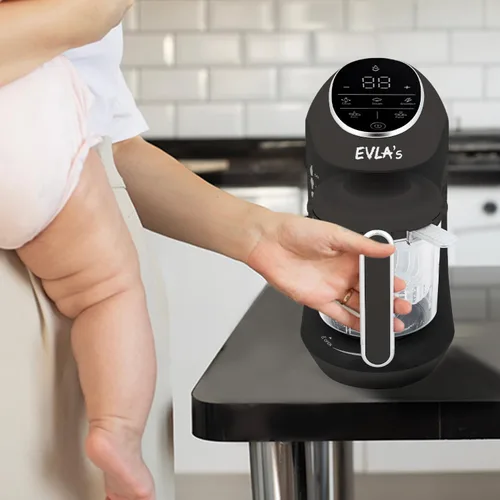 Miniatura 3 de Taza y cuchilla de repuesto con cesta de vapor para máquina de alimentos EVLA'S Baby - Gris oscuro