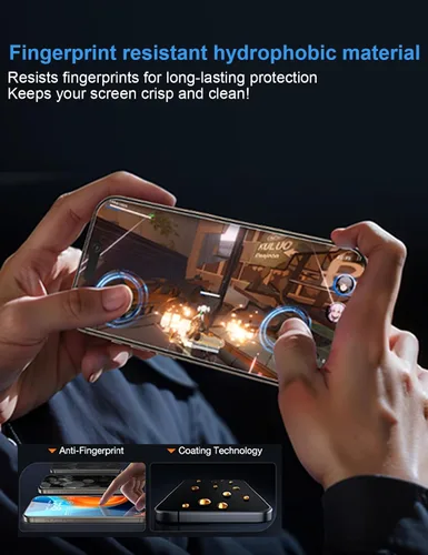 Miniatura 6 de OneFish Protector de pantalla para iPhone 13 Pro Max / 14 Plus de privacidad, vidrio templado antiespía de 4 vías de 360°, dureza 9H, bordes