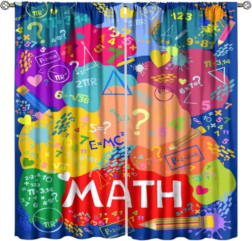 Miniatura 35 de Cortinas opacas para ventanas de ciencia para niños, lupa de libro de laboratorio de ciencia, lupa, frascos moleculares, cortinas impresas