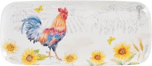 Miniatura 9 de UP ware Blue Rooster - Bandeja de melamina para servir, bandeja rectangular de 15 x 6.5 pulgadas, bandeja de alimentos sin BPA para entretenimiento