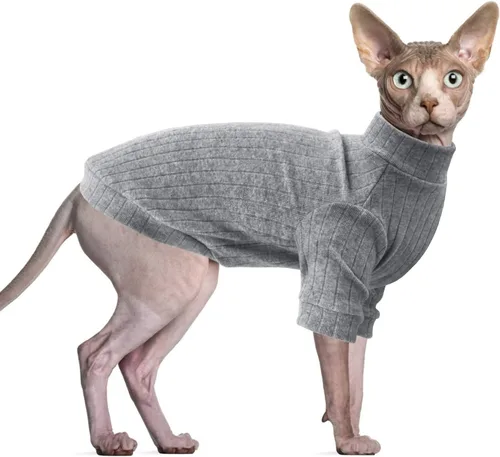 Miniatura 14 de Idepet Sphynx Suéter Camisa para Gatos sin Pelo Gatitos Ropa Suave para Cachorros Pullover Pijamas Lindas para Gatos Mono de Algodón Vestimenta