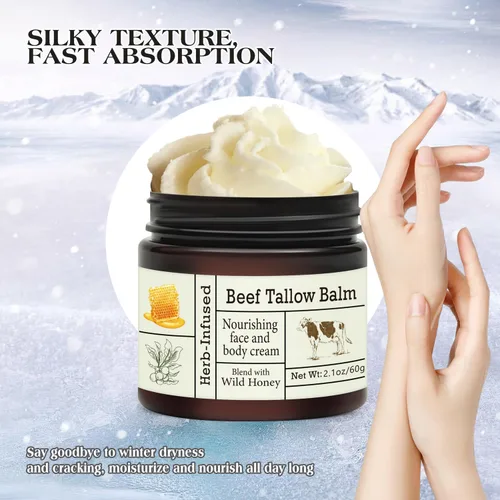 Miniatura 7 de BAISEN DIARY Tallow de ternera para la piel - Crema hidratante facial natural batida y bálsamo de miel, sebo orgánico alimentado con hierba, bálsamo